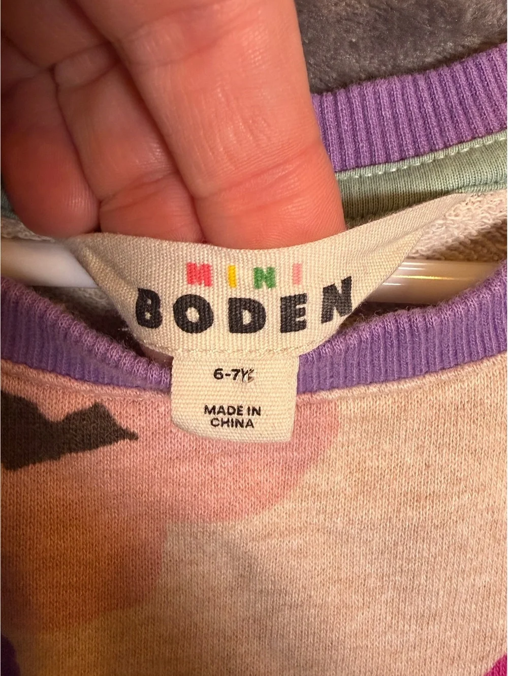 Mini Boden Girls 6-7Y Floral Sweatshirt Dress Multicolor Cotton Style G4395